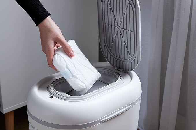 Eco-Touch Baby Nappy Diaper Bin - Odor Lock Airlock, No Costly Refills, 10L Capacity, Recyclable, Use Any Bag - White Nursery Diaper Pail