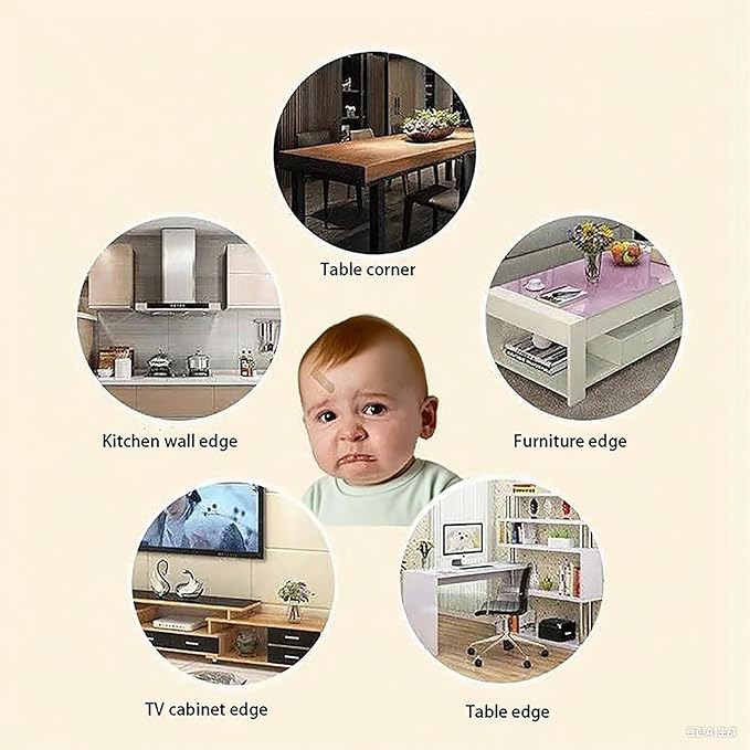 Edge Protector Strip, Corner Protector Baby,Corner Protectors for Furniture with3M Adhesiveft，Safe for Table, Fireplace (0.6x0.6 in Width 13.1 ft Length)