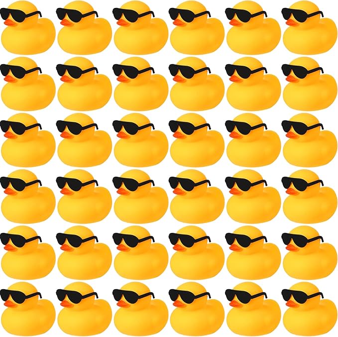 Chivao 36 Pcs Mini Rubber Ducks with 36 Sunglasses Rubber Ducks in Bulk Bathtub Duckies Toys for Kids Christmas Valentine Gifts Birthday Party Favors Cruise(Duck with Sunglasses)