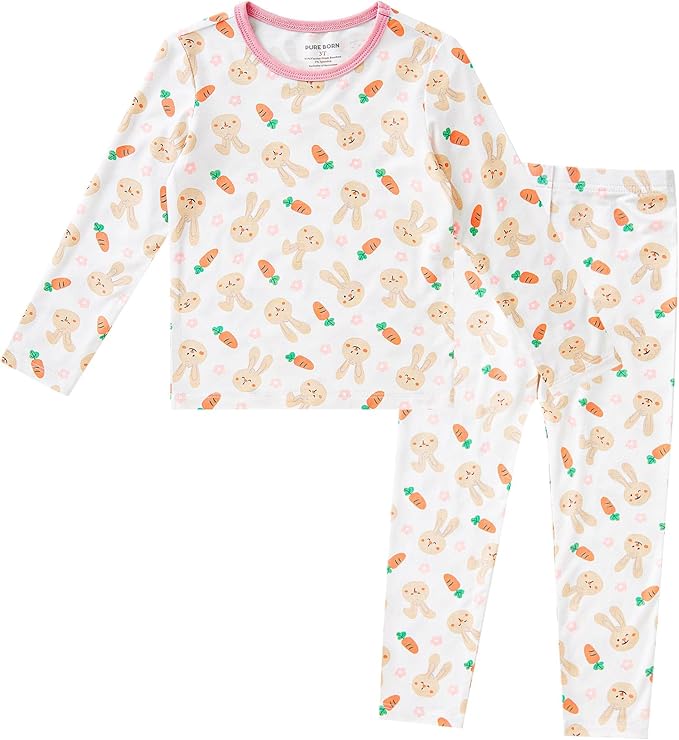 pureborn Baby Toddler Kids Viscose from Bamboo Pajamas Set Pjs 2pcs 18M-8Y