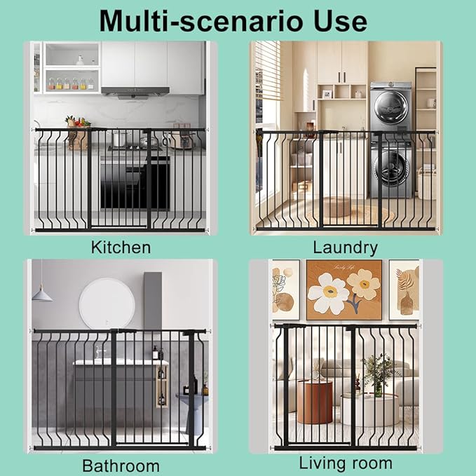 ALLAIBB White 40.55" Extra Tall Wide 76.77-84.65" Baby Gate Pressure Mounted Walk Through Child Kids Safety Toddler Tension Pet Dog Gates with Extension for Doorways Kitchen