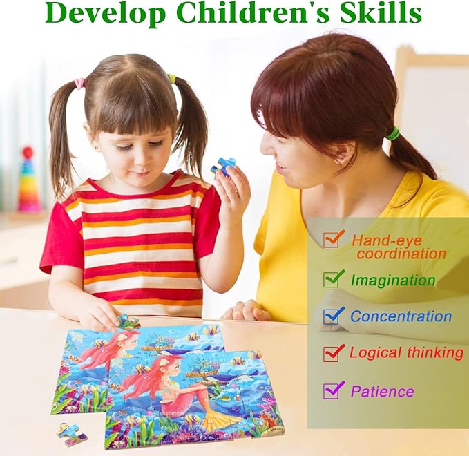 LELEMON Puzzles for Kids Ages 4-8, 60 Piece Puzzles for Kids Ages 3-5 in a Metal Box,Educational Puzzle Games Childrens Puzzles Jigsaw Puzzles Toys Gifts for Girls and Boys