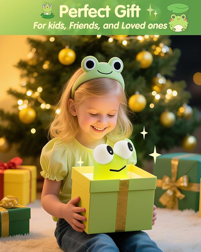 YISUN Frog Night Light for Kids, Soft Silicone Nursery Night Lamp Rechargeable LED Bedside Lamp with Timer, Cute Squishy Lamp for Boys Girls Christmas Gifts Room Decor Kawaii Toys