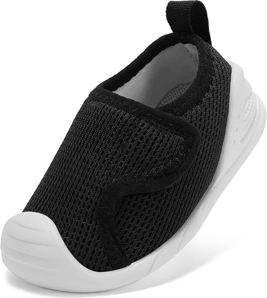 Baby Boys Girls First Walking Shoes Wide Toe Box Infant Sneakers Lightweight Breathable Slip On Barefoot Shoes