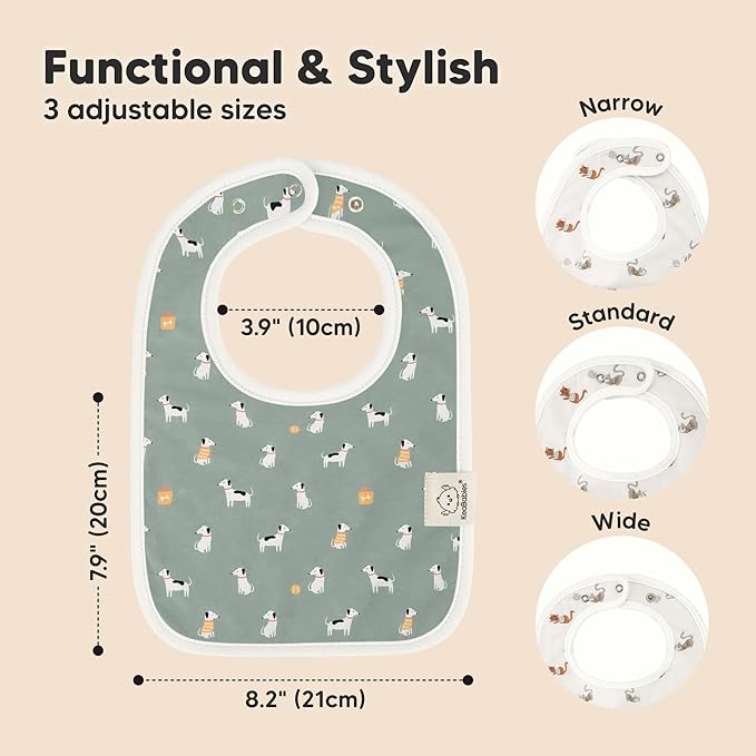 KeaBabies 8-Pack Organic Baby Bibs for Boys, Girls - Super Absorbent Cotton Drool Bibs for Baby Girl & Boy, Teething Toddler, Drooling Newborn, Ultra Soft & Machine Washable (Pets & Paws)