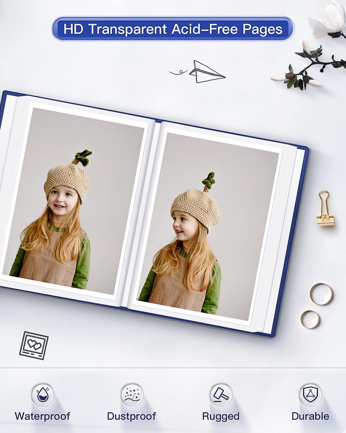 popotop Photo Album 4x6-100 Photos Photo Books with 100 Vertical Pockets,Linen Cover Albums for Family Wedding Anniversary Baby Vacation Pictures