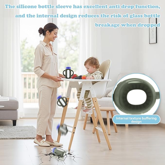 4-Pack Silicone Sleeves for Lansinoh Glass Bottles 5 oz-Starry Sky Design Baby Bottle Holder with Handles,Protectors for Lansinoh Natural Wave Glass Bottles, Anti-Scald Feeding Supplies