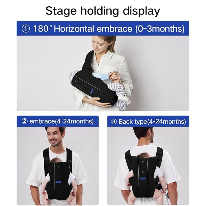 Baby Carrier, Baby Carrier Newborn to Toddler, Ergonomic Newborn Carrier, Easily Adjustable Toddler Carrier, Lightweight Infant Carrier (Mesh,Black)