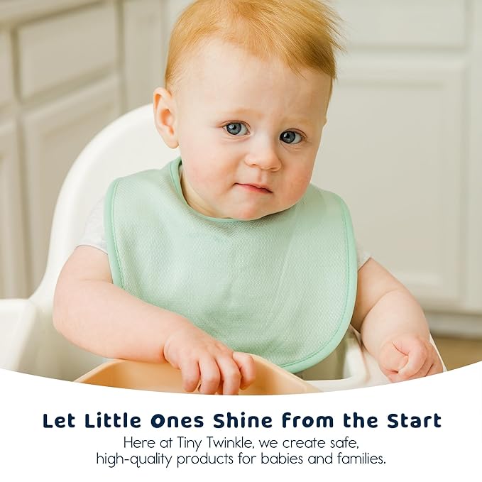 Tiny Twinkle 8 Pack Baby Bibs for Drooling and Teething – Waterproof & Absorbent Bibs for Baby Girl & Boy, Machine Washable Infant Bib Set for Newborns and Toddlers (Boy Macaron 8-Pack)