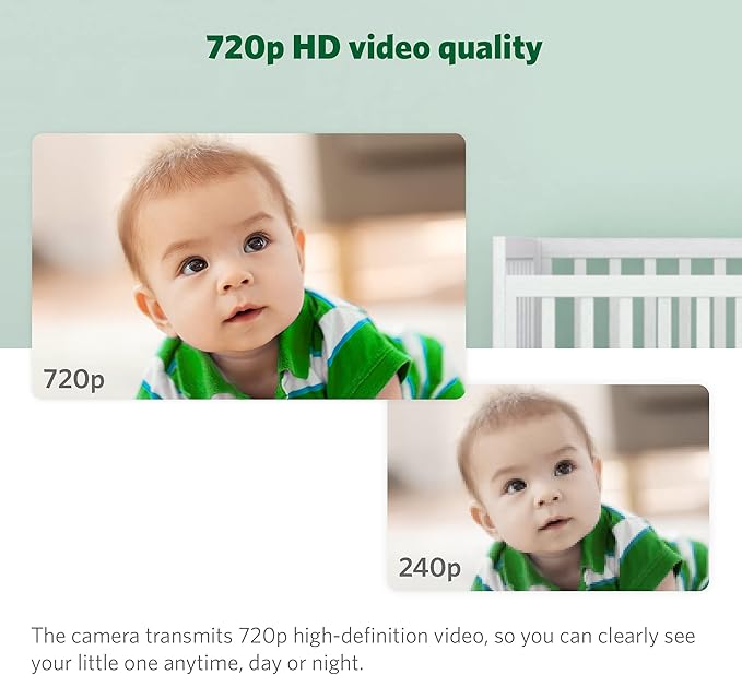 LeapFrog LF915-2HD Baby Monitor, 2 Cameras, 5” 720p Screen, 360° Pan-Tilt-Zoom, Color Night Vision, Night Light, Two-Way Intercom, Secured Transmission No WiFi
