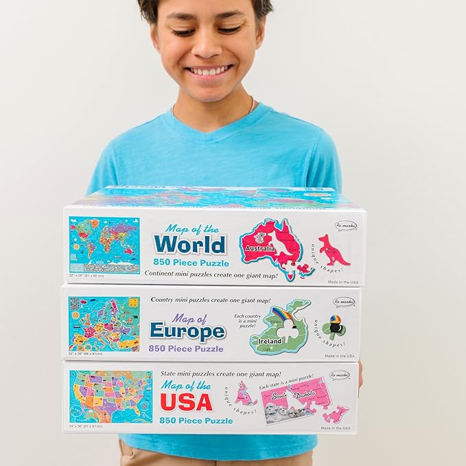 Re-marks Map of Europe Deluxe Jigsaw Puzzle with Whimsy Pieces - All Ages