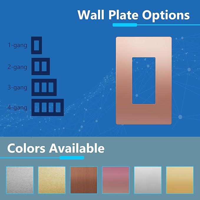 LIDER Decorator Metal Wall Plate, Temperature and Impact Resistant, 201 Stainless Steel, Screwless Cover, Modern Decoration Upgrade, Mid-Size 1-Gang 4.88" x 3.11", Polished Rose Gold, LSMWP-31M-PRG