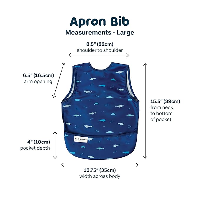 Tiny Twinkle Short Sleeve Apron Baby & Toddler Bib for Boys – Waterproof, Mess-Proof Bibs for Eating & Feeding, Machine Washable, Perfect Holiday Gift (Ocean Life, 2-4Y)