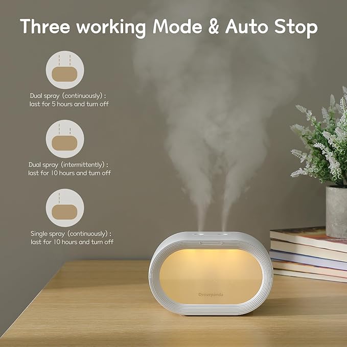 Small Dual Cool Mist Humidifiers for bedroom,500ml Mini Plant Humidifier indoor, Rechargeable Battery Powered Portable Desk Baby Humidifiers for Kids Room Home Baby Nursery, Office