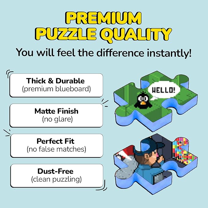 Odd Pieces Jigsaw Puzzles 1000 Pieces with Storytelling Comics, Secret Ending, Puzzle for Mystery Adults & Kids - 19.7'' x 27.6'' Frameable Magic Puzzle Art (Glitch)