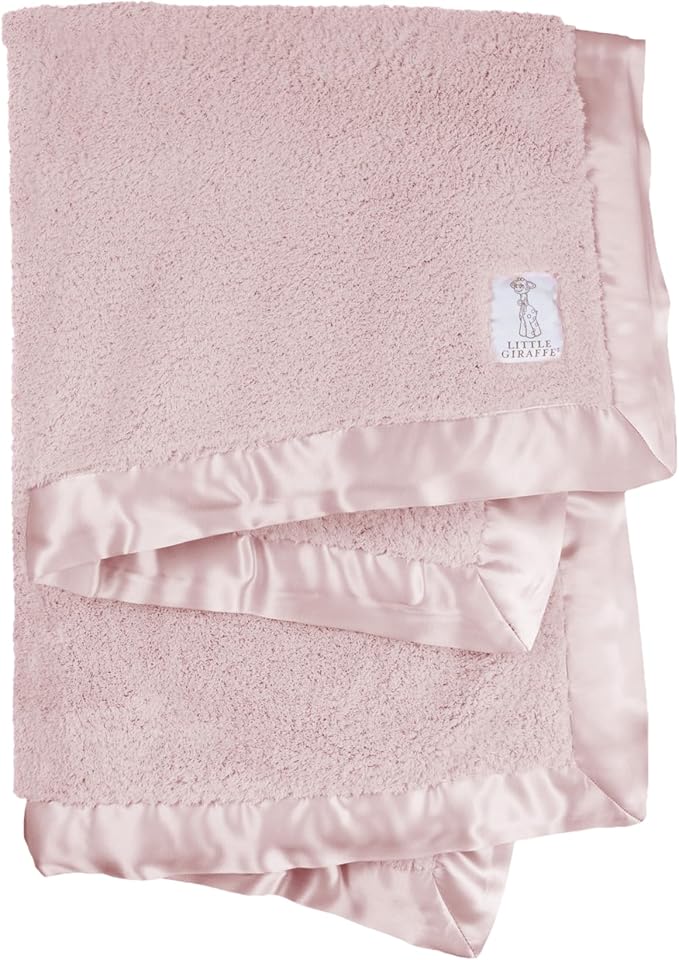 Little Giraffe Chenille Baby Blanket – 29x35” Soft Chenille with Satin Trim, Dusty Pink - Ultra-Soft, Gentle & Safe, Lightweight & Breathable - Ideal for Newborns & Toddlers