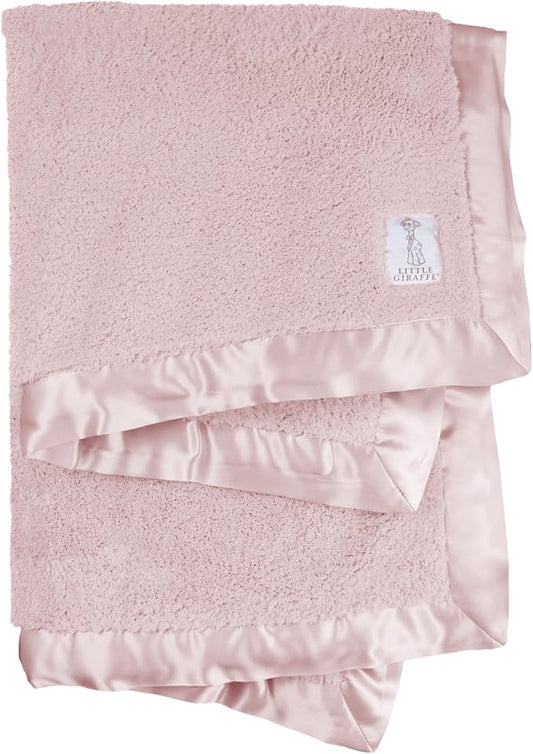 Little Giraffe Chenille Baby Blanket – 29x35” Soft Chenille with Satin Trim, Dusty Pink - Ultra-Soft, Gentle & Safe, Lightweight & Breathable - Ideal for Newborns & Toddlers
