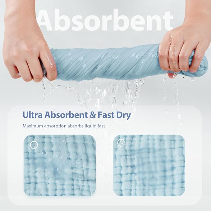 Hooded Baby Towels for Newborn - 2 Pack, 100% Muslin Cotton, Baby Bath Towels with Hood, Soft and Absorbent for Boys, Girls Infant, Toddler and Kids, Large 32x32 Inches, Newborn Essential