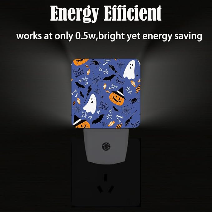 Happy Halloween Night Light,Plug Into Wall with Dusk to Dawn Light Sensors, Warm Nightlights for Bedroom, Bathroom, Hallway, Kitchen, Gifts Ideal for Boys Girls Women Men