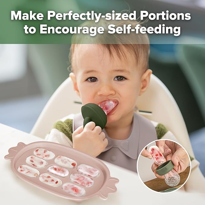 Haakaa Baby Popsicle Mold - Baby Food Maker & Breastmilk Teething Freezer Tray - BPA Free Silicone-Pink