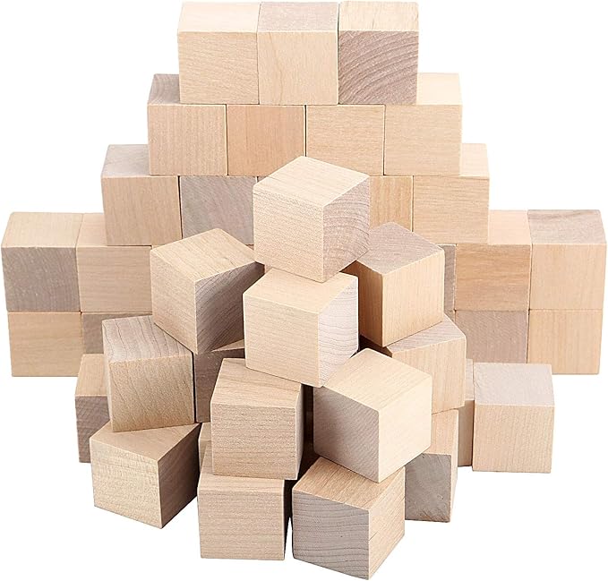 ZOENHOU 200 PCS 1 Inch Wooden Blocks, Premium Natural Solid Wood Cube Unfinished Wooden Block Set for Painting Decorating Crafting DIY Projects