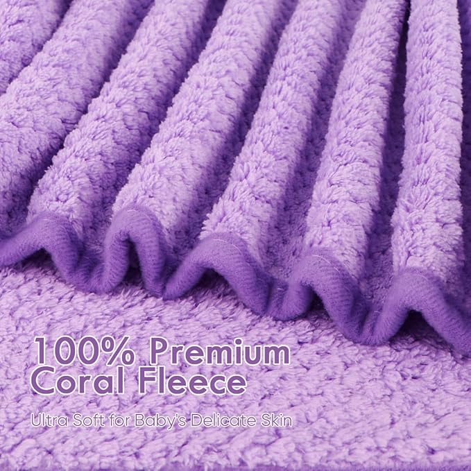 Orighty Baby Hooded Towel with Five Washcloths, 28 x 28 Inch Super Soft Bath Towel with Hood for Babies, Infant, Newborn Essential - Ideal Baby Stuff Registry for Boys and Girls (Purple)
