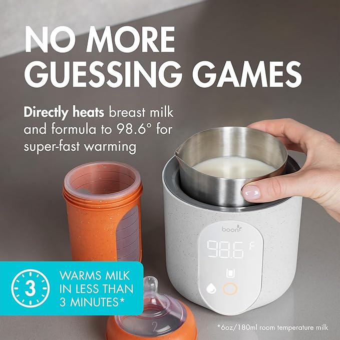 Boon Tempro Direct Heat Breastmilk Warmer - Retains Nutrients in Baby Formula and Breastmilk - Quick Liquid Warmer with Real Time Temp Reading - Breastfeeding Essentials