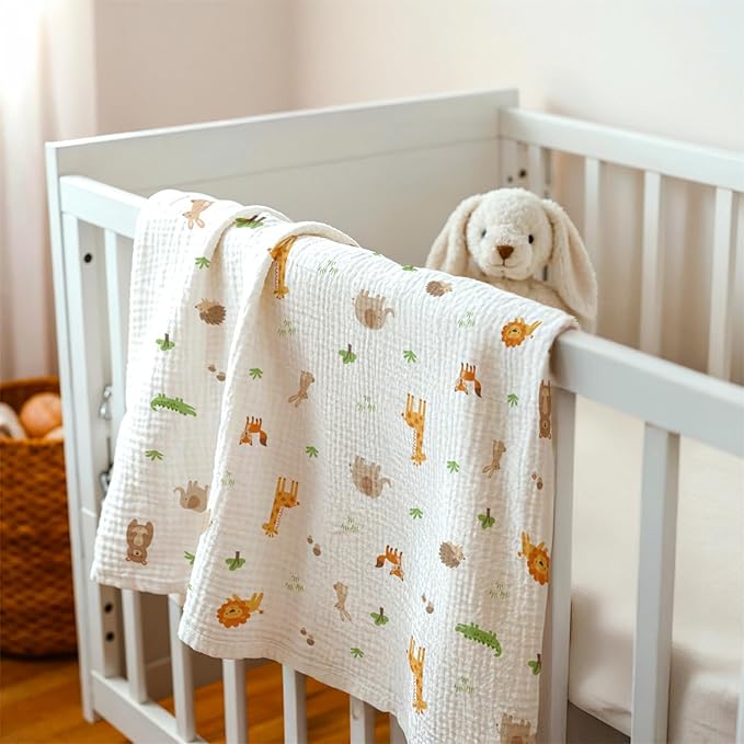 Animal Baby Blankets for Boys Girls, Soft Nursery Minky Blankets with Muslin and Dotted Fleece Back 30x40 inches, Receiving Bed Quilt for Newborn, Infants, Toddlers
