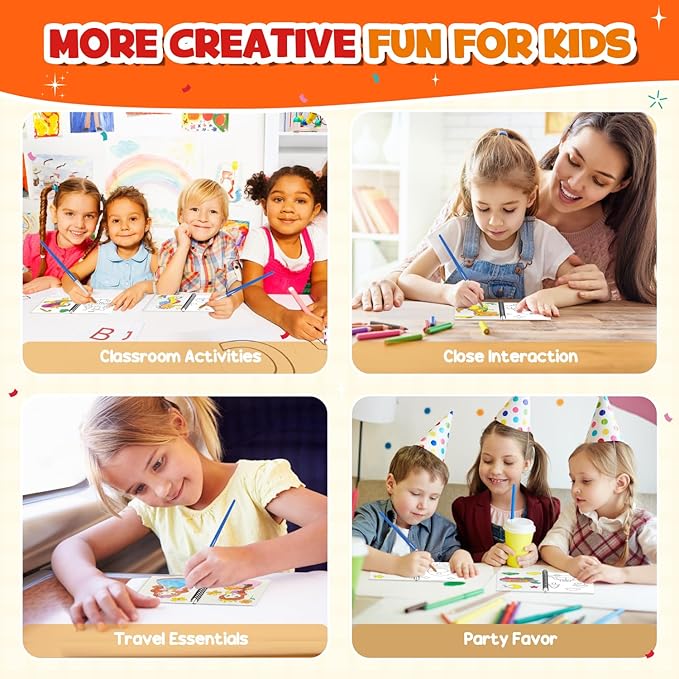 ZMLM 24 Water Coloring Books for Kids Party Favors - Bulk Mini Coloring Books for Kids Ages 4-8,Small Birthday Goodie Bag Stuffers School Teacher Return Gift Art Crafts Classroom Prizes (Classic)