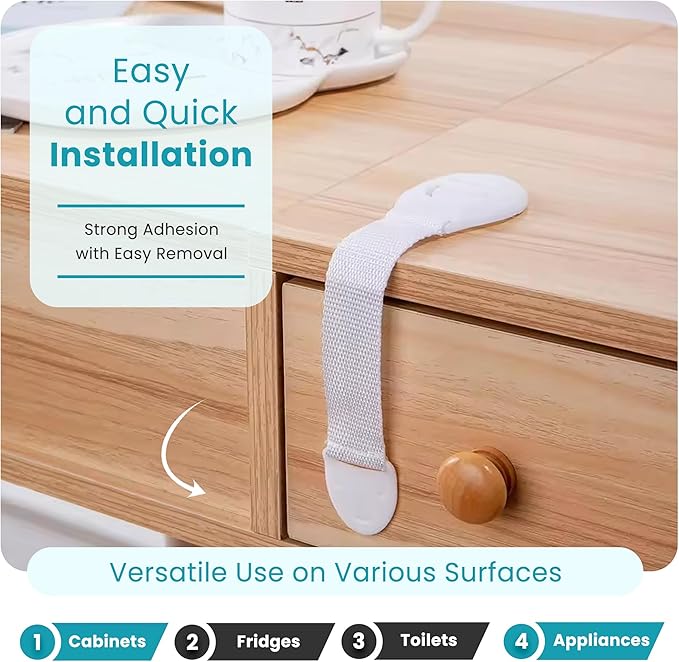 48-Pack Baby Proofing Kit, Child Safety Locks for Cabinet & Drawer, Outlet Covers, U-Shaped Locks & Door Knob Safety Covers, Complete Baby Protection for Home, Kitchen & Bathroom