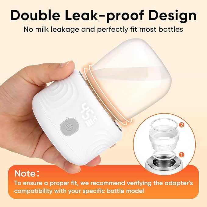 Baby Bottle Warmer, Maypott Portable 3 Minutes Fast Milk Warmer for Travel with 4 Selectable Temperature & Burn Protection, Leak-Proof & Safe Rechargeable Bottle Warmer for Breastmilk, Formula, Water