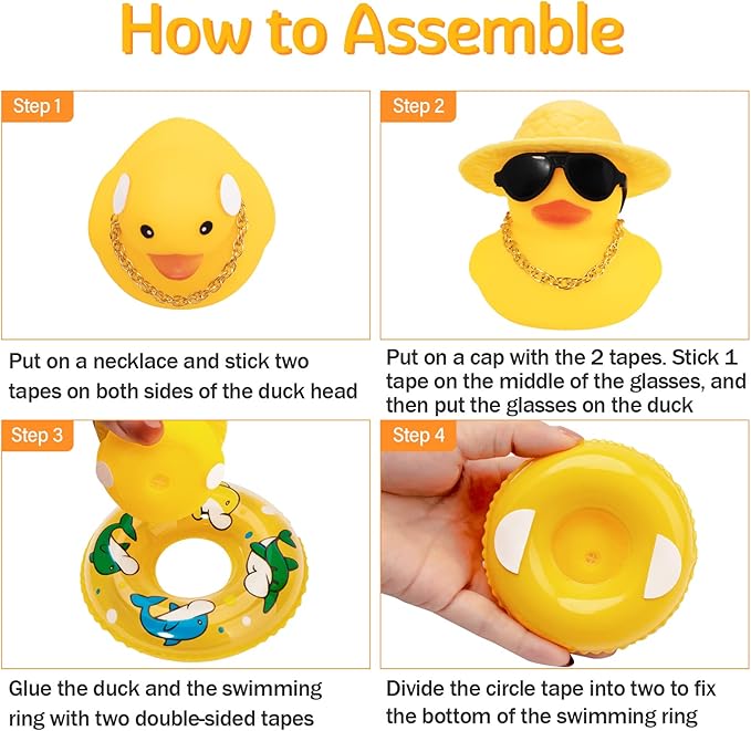 wonuu Car Rubber Duck, Yellow Duck Decoration Dashboard with Sun Hat Swim Ring Necklace Sunglasses for Car Dashboard Decorations (Blue Sun Hat-Blue Dolphin)