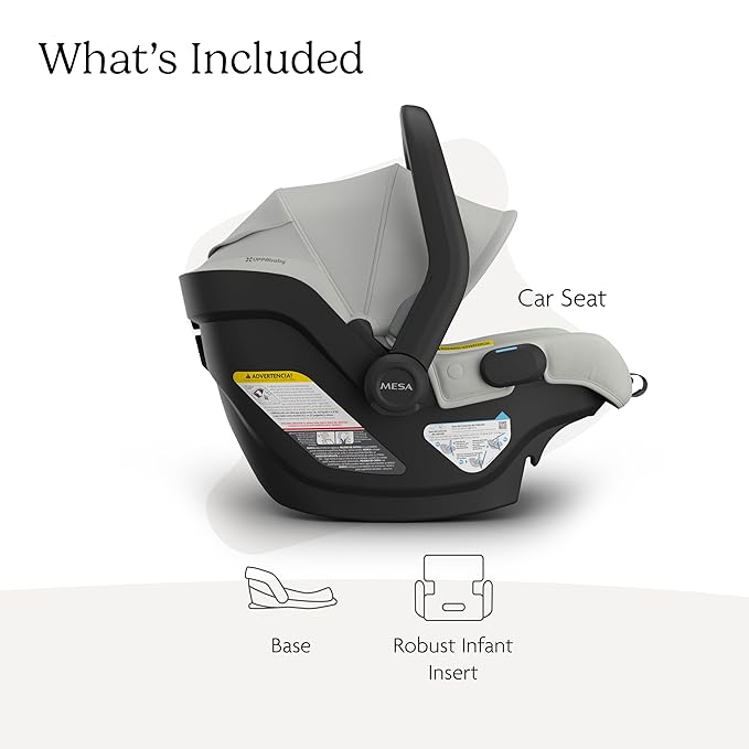 UPPAbaby Mesa V3 Infant Car Seat - Easy Installation + SmartSecure Technology - Attaches to Stroller | Base + Infant Insert Included - Savannah (Grey Mélange)