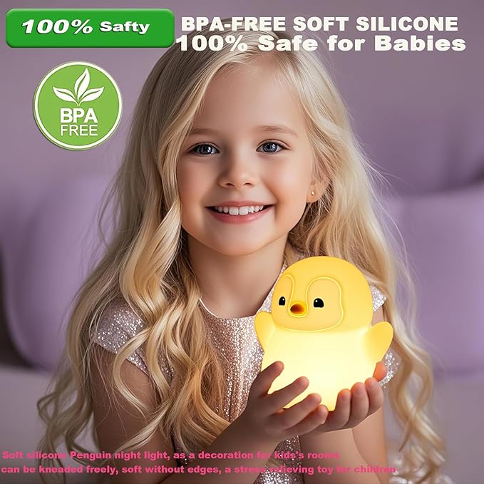 DREAMING MY DREAM Cute Penguin Night Light,LED Squishy Novelty Penguin Lamp,2 Levels Dimmable Bedroom Nightlight for Kids,Touch Penguins Light,Dorm Decor lamp,Baby Boys Girls Gifts