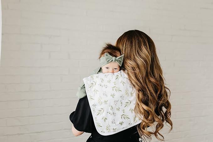 Copper Pearl Premium Baby Burp Cloths - 3-Pack Large Cotton Burp Cloths, Extra Soft Spit Up Rags with 3 Absorbent Layers, Perfect for Baby Boy and Baby Girl Gifts (21" x 10" Size, Haven Set)