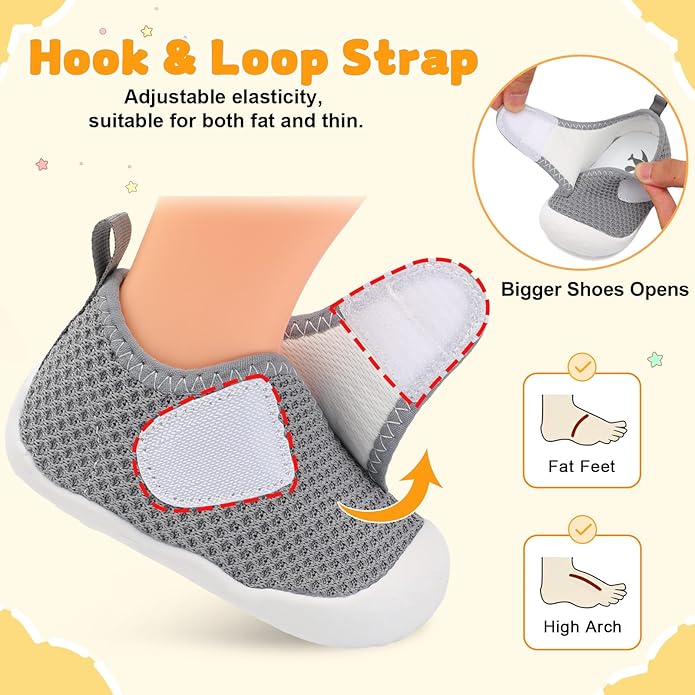 FEETCITY Baby First Walking Shoes Wide Baby Shoes Infant Sneakers Newborn Crib Shoe Barefoot Lightweight Slip On Shoe