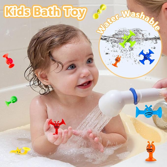 Suction Cup Toy for Baby Age 3, Suction Toys 40PCS Kids Bath Toys Ages 4-8, Toddler Window Shower Bathtub Building Toys, Montessori Sensory Stress Release Gifts for 6-8 Years Old Boys Girls