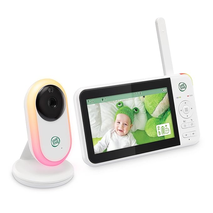 LeapFrog LF2415 Baby Monitor, 5” IPS LCD Screen, 1000ft Range, Night Vision, Soothing Lullabies, NightLight, 2-Way Audio, Temperature Sensor, SecureTransmission No WiFi