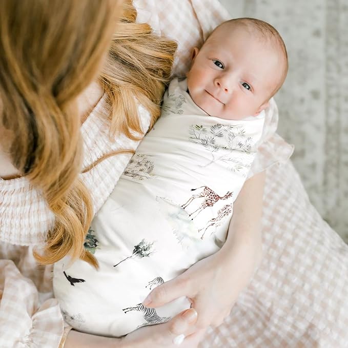 GRSSDER Baby Blankets Super Soft Stretchy Jersey Swaddle Blanket 2 Pack for Girls and Boys, Double Layer Reversible Receiving Blankets 34 x 44, Extra Large for Swaddling, Dinosaurs