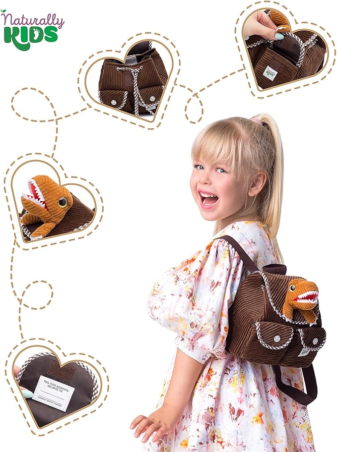 Dinosaur Mini Backpack for Kids, Mini Backpack for Toddler Girls, Gift for 2 3 4 5 Year Old Girl Boy