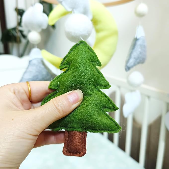 Moon Baby Mobile for Crib, Felt Baby Crib Mobile for Boys Girls, Baby Mobile for 0-5 Months,Nursery Decor Theme for Infant Bedroom Hanging(Mountain Cloud Mobile Hanger)