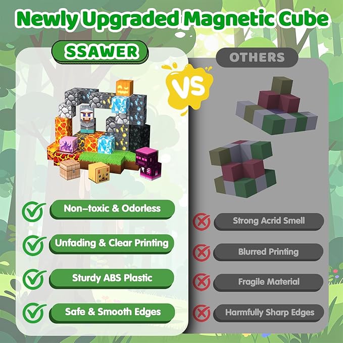 300 PCS Magnetic Blocks - Magnetic Building Blocks, Stacking Magnetic Blocks for Kids, Sensory Toy for STEM Montessori for Kids 3+ Boys and Girls Christmas Birthday Gifts