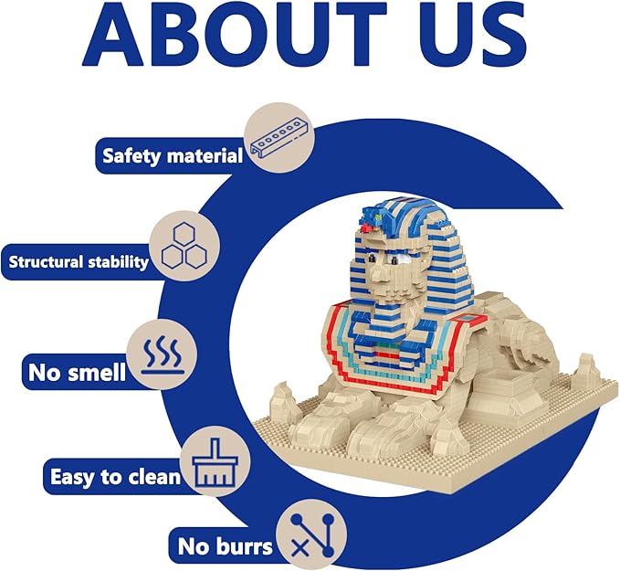 Great Sphinx Egypt Mirco Mini Building Block Sets for Boys Ages 8-12 Famous World Landmark Architecture Model Kits Toys for Adults 2732 Pieces