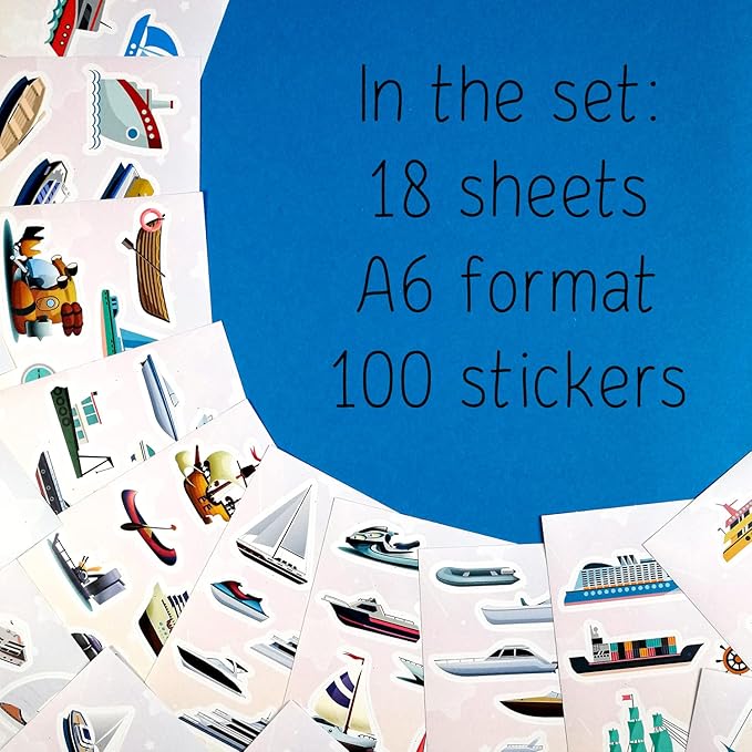 100 Pcs Boat Stickers, Sailboat Stickers - Sailboat Party Favors, Boat Gift, Gifts for Women & Men