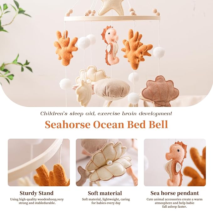 GOODMOM Ocean Nursery Mobile for Boys Girls Gender-Neutral Crib Mobile Seahorse Jellyfish Manta California Pro Handmade Baby Mobile for Crib Sturdy Structure for Newborn