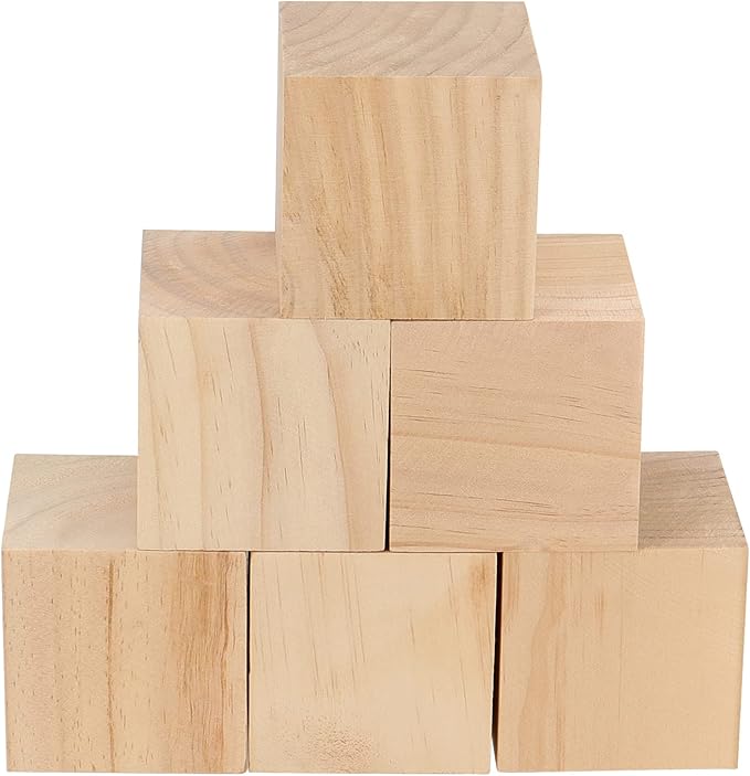 JEUIHAU 60 Pieces 2 Inch Wooden Cubes, Unfinished Wood Blocks, Natural Blank Wood Square Blocks for Painting, Puzzle Making, Decorating, Crafts and DIY Projects