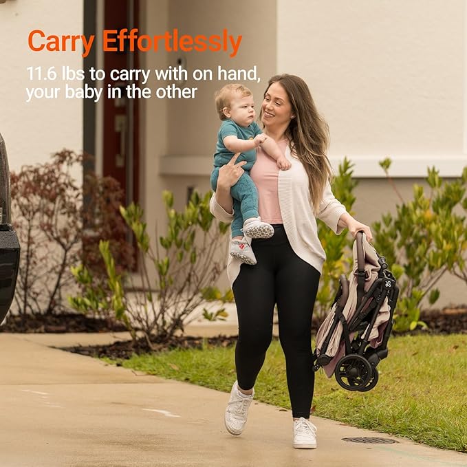 MAMAZING Lightweight Baby Travel Stroller with Carbon Fiber Frame, Compact & Airplane-Friendly, One-Handed Folding Design, 11.6 lbs, Perfect for Toddlers, Simply Taupe