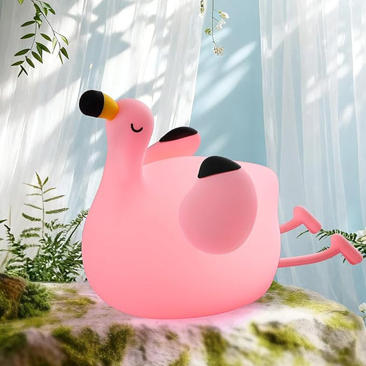 YISUN Flamingo Night Light for Kids, Soft Silicone Nursery Night Lamp Rechargeable LED Bedside Lamp with Timer, 3 Level Dimmable Cute Night Lights for Bedroom, Living Room, Dining, Gift