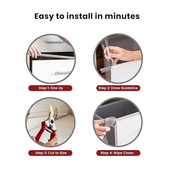 Cabinet Hero Slimline Cabinet Edge Protector - Prevents Chipping, Wear, Discoloration - Drawer Edge Guard, Bumper for Drawer - Easy Slip-On Installation - 3/4" Thick, 18" Length, Black, Pack of 4