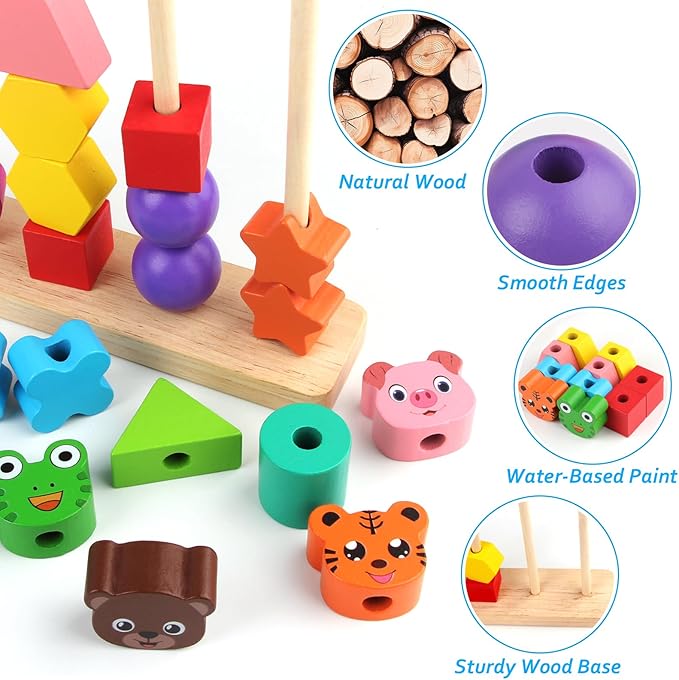 Montessori Toddler Game Toys for Boys Girls 2 3 4 Years Old, Cute Animal Vivid Colors Shape Sorting & Stacking Early Learning Educational Toys for Halloween Thanks Giving